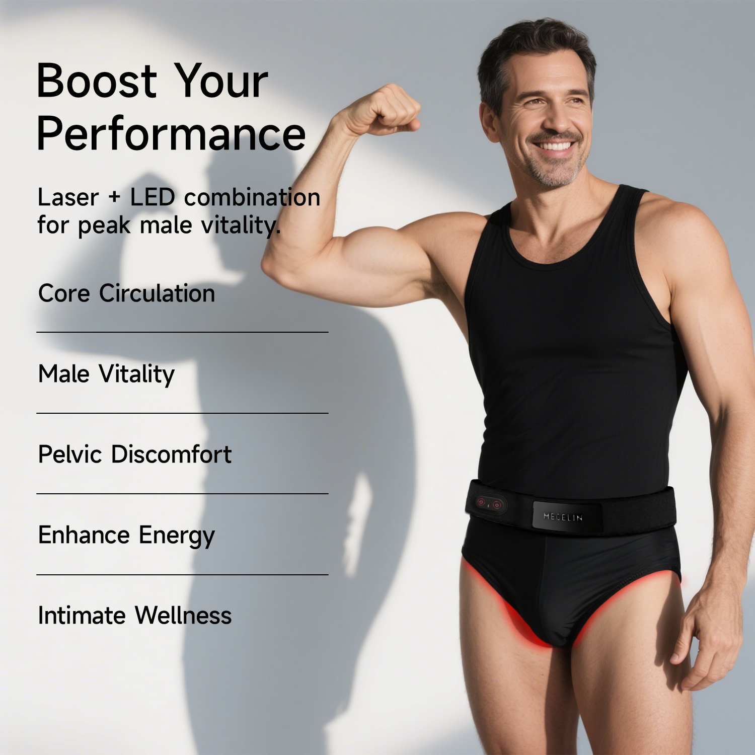 VitaLux Laser LED Therapy Wear for Men boost your perforance and laser+LED combination for peak male vitality.