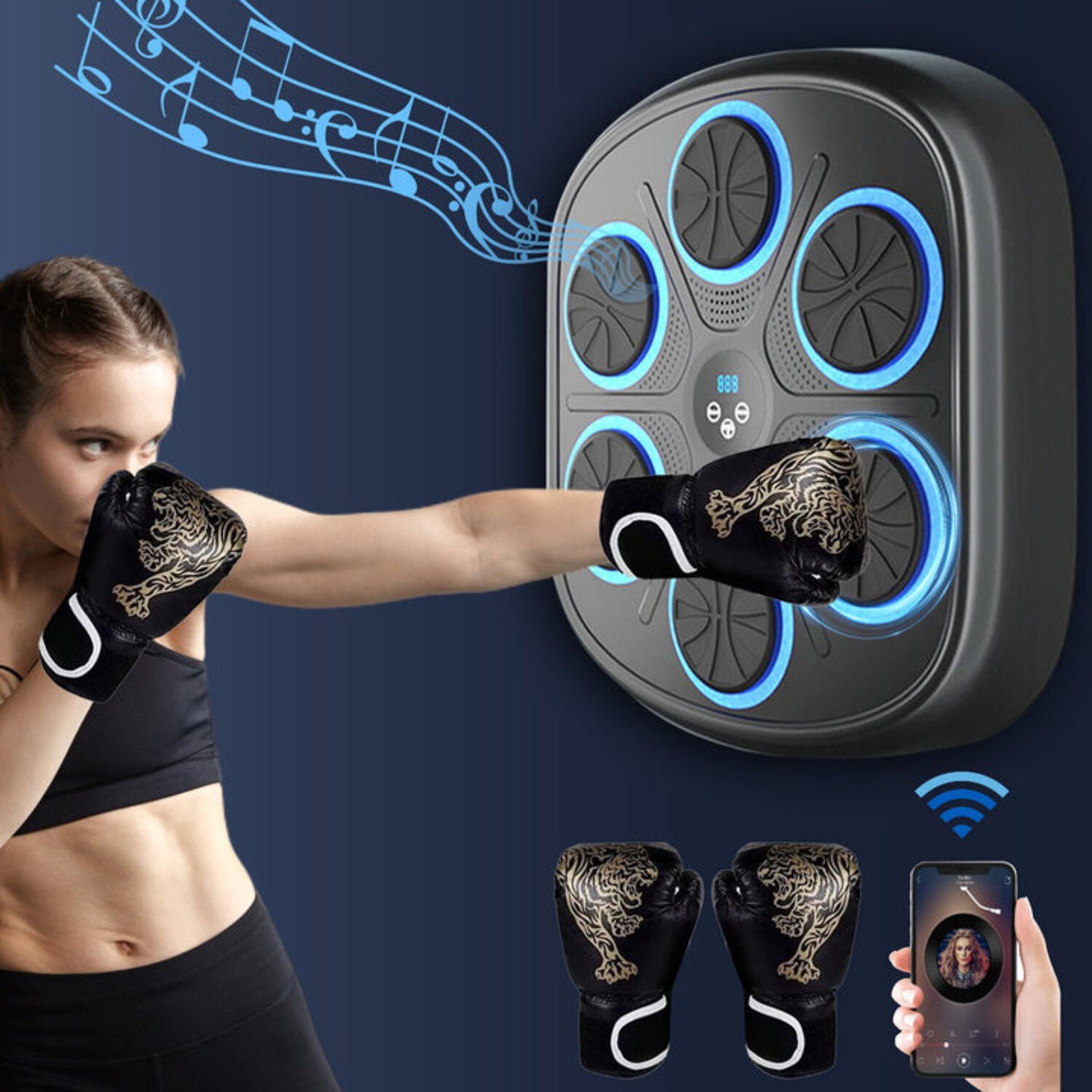 Megelin Music Boxing Machine with Boxing Gloves