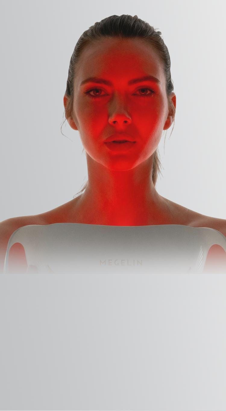 Banner showing Duo-Lux mask facial zone mapping, with laser zones targeting forehead lines, crow's feet, and nasolabial folds for wrinkle reduction and skin rejuvenation