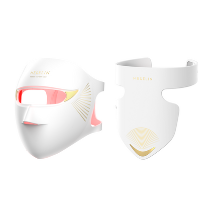 Megelin Duo-Lux Laser &amp; LED Light Therapy Mask with neck coverage, full-face and neck 3D contoured design for comfortable home-use anti-aging skin treatment
